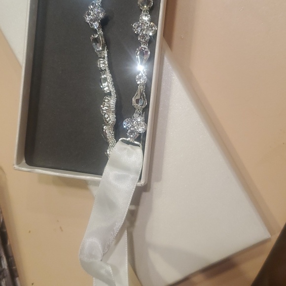 bridal rhinestone belt with ribbon tie one size - Picture 2 of 3